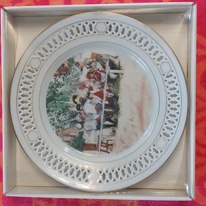 Vintage Wall Plate Country COTTAGE Shabby Chic   "Breakfast under the Big Birch"